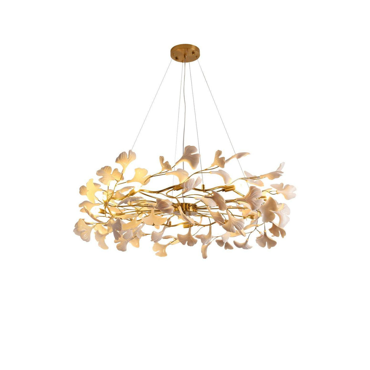 Oden Chandelier Ginkgo Leaf Ceramic Sculptural