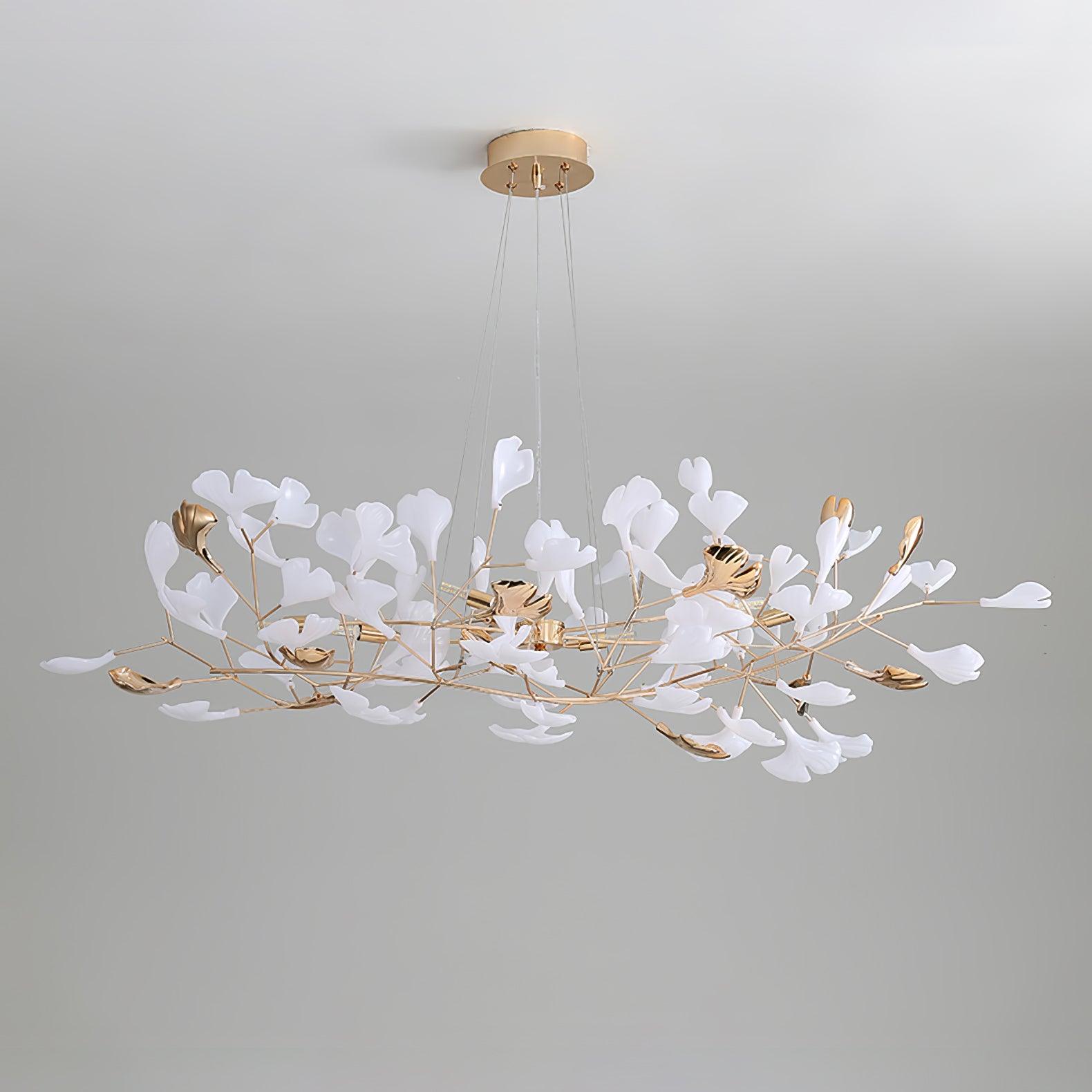 Eliinira Chandelier Gingko Ceramic Leaves Iron Frame
