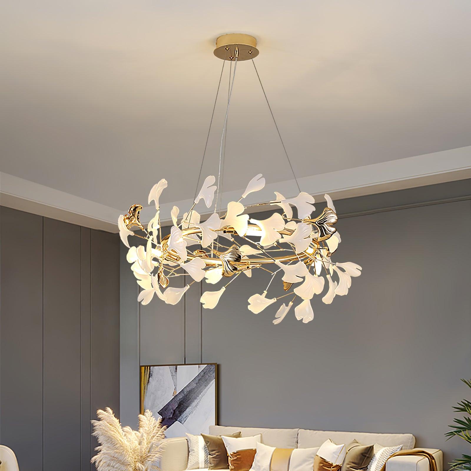 Vixu Postmodern Luxury Gingko Ceramics Chandelier