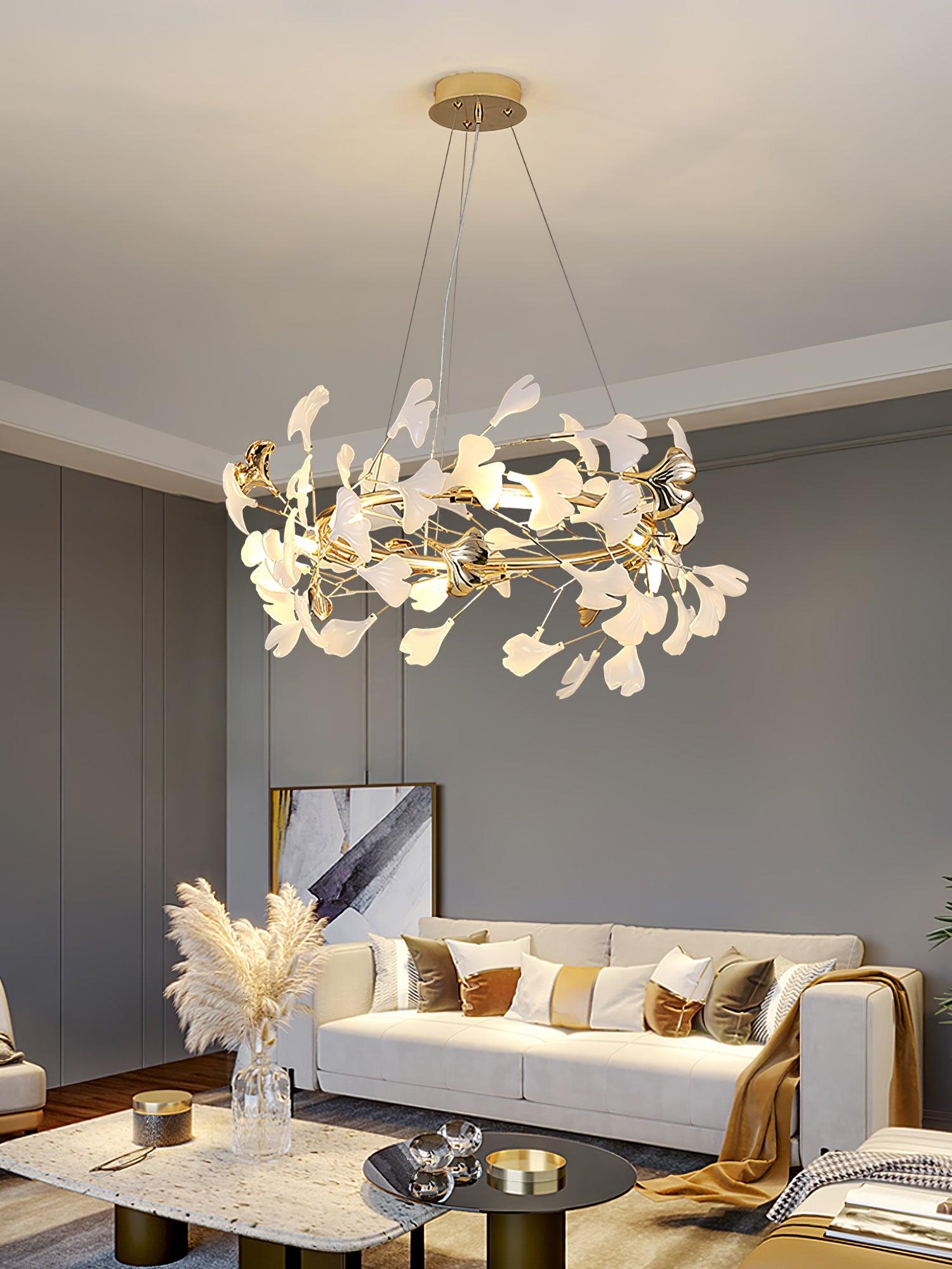 Vixu Postmodern Luxury Gingko Ceramics Chandelier