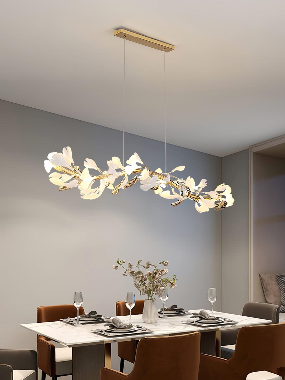Vixu Postmodern Luxury Gingko Ceramics Chandelier