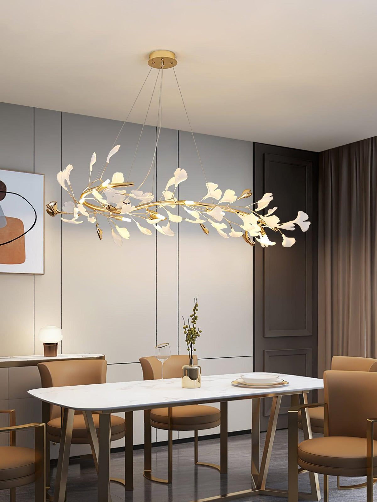 Vixu Postmodern Luxury Gingko Ceramics Chandelier