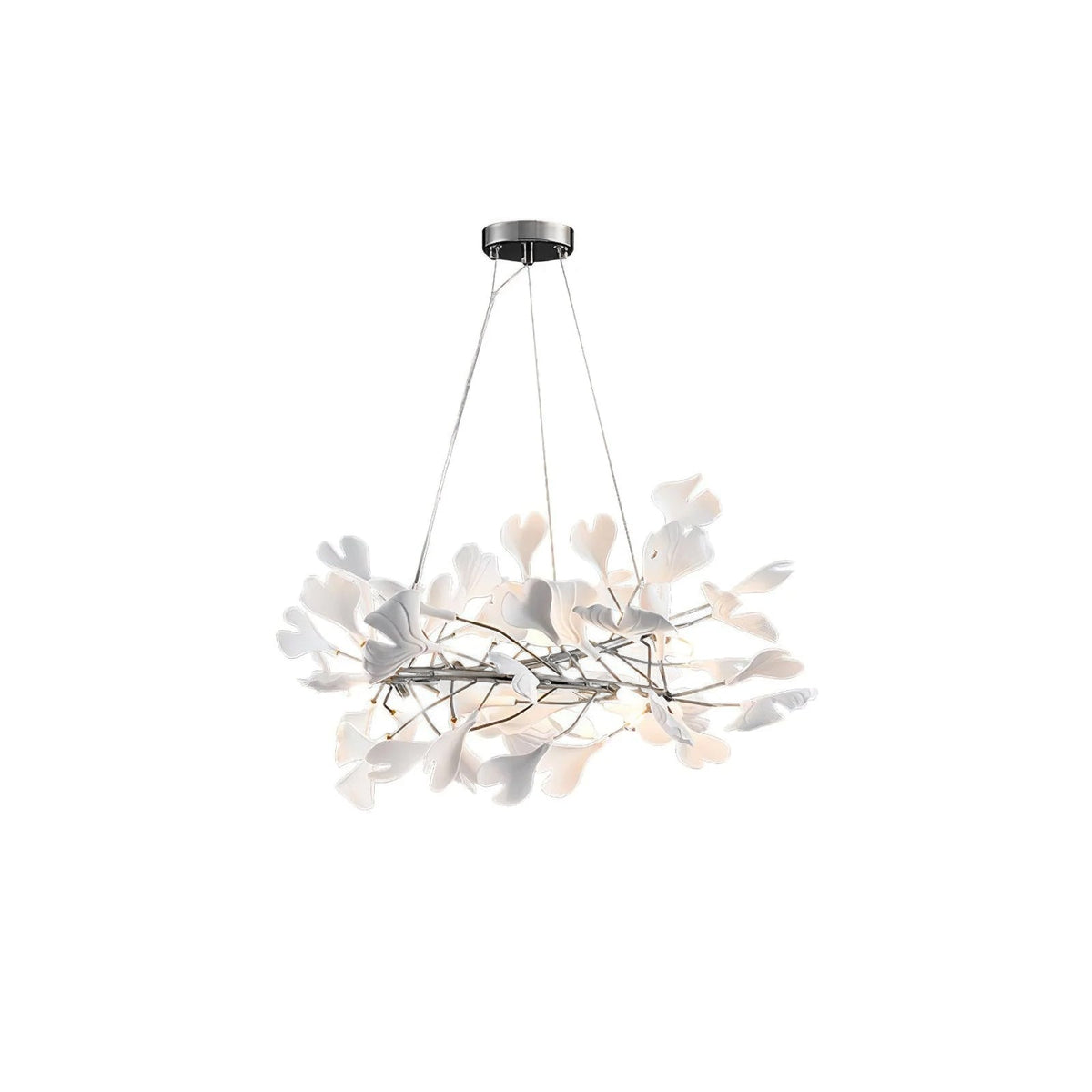 Umberis Pendant Lamp Gingko Porcelain Leaves Gold