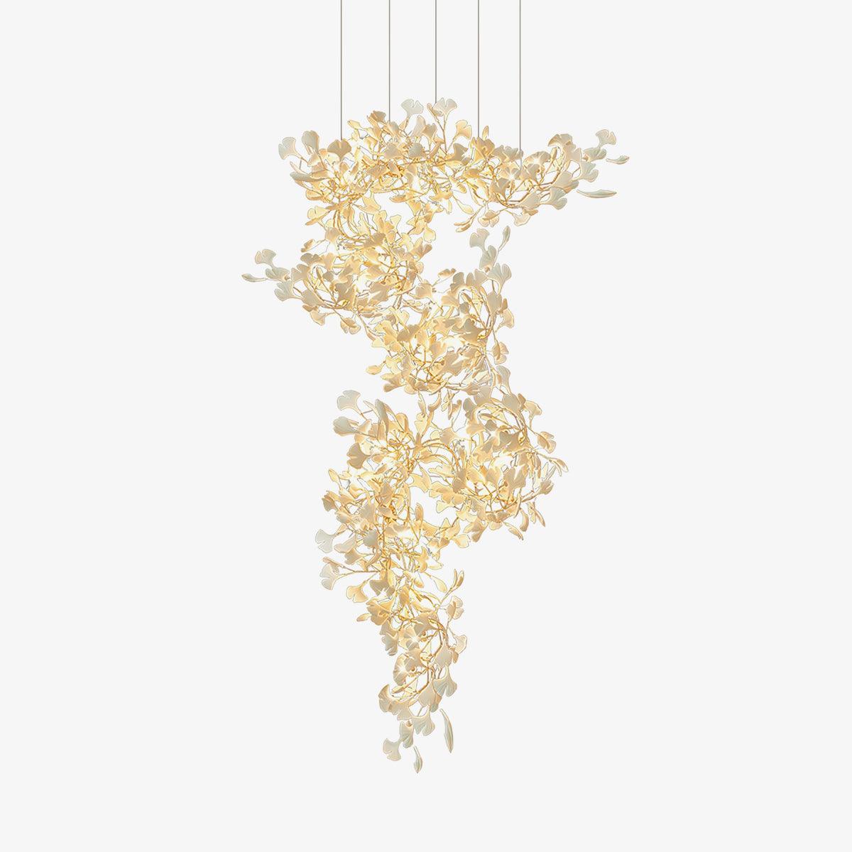 Sorvyn Pendant Lamp Ginkgo Ceramic Brass Floral
