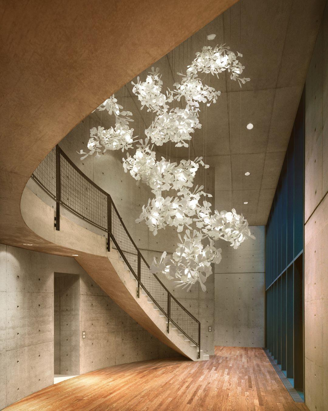 Sorvyn Pendant Lamp Ginkgo Ceramic Brass Floral