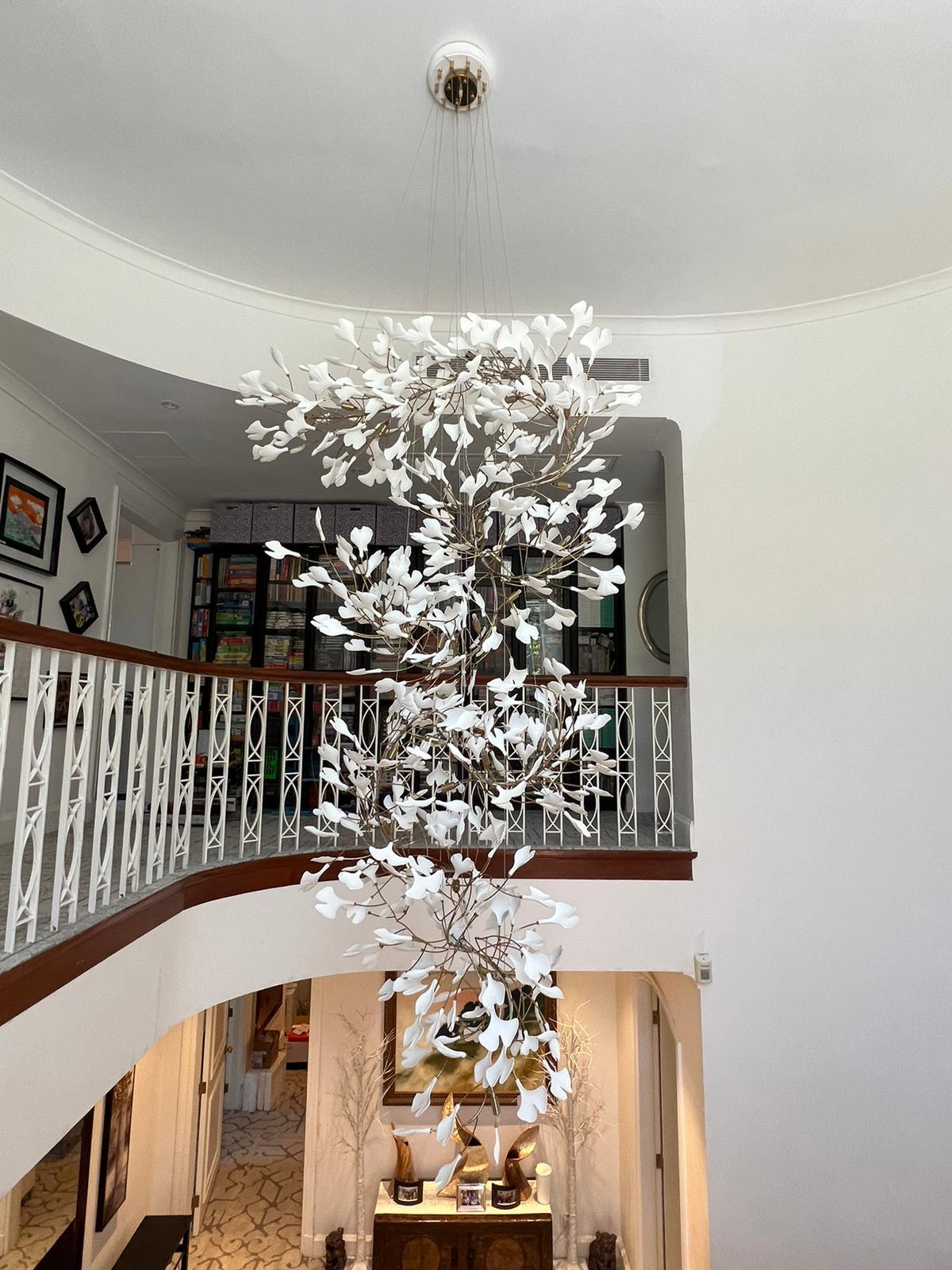 Sorvyn Pendant Lamp Ginkgo Ceramic Brass Floral