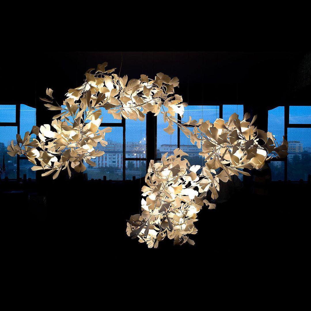 Ririxel Pendant Lamp Gingko Ceramic Petals Gold