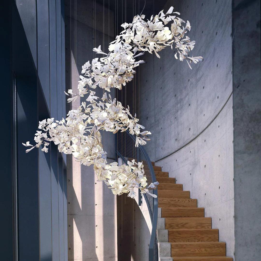 Ririxel Pendant Lamp Gingko Ceramic Petals Gold