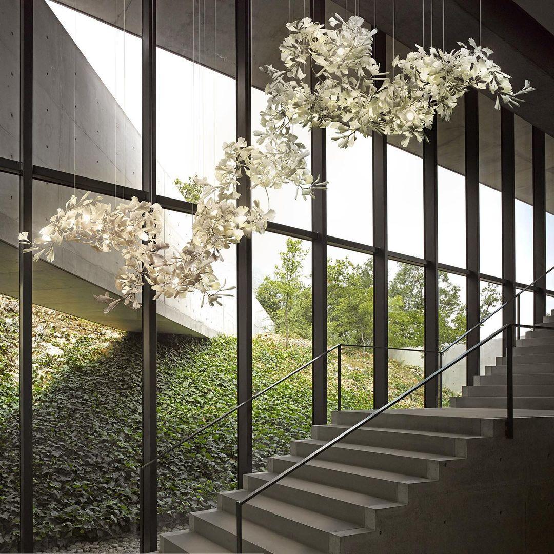 Ririxel Pendant Lamp Gingko Ceramic Petals Gold