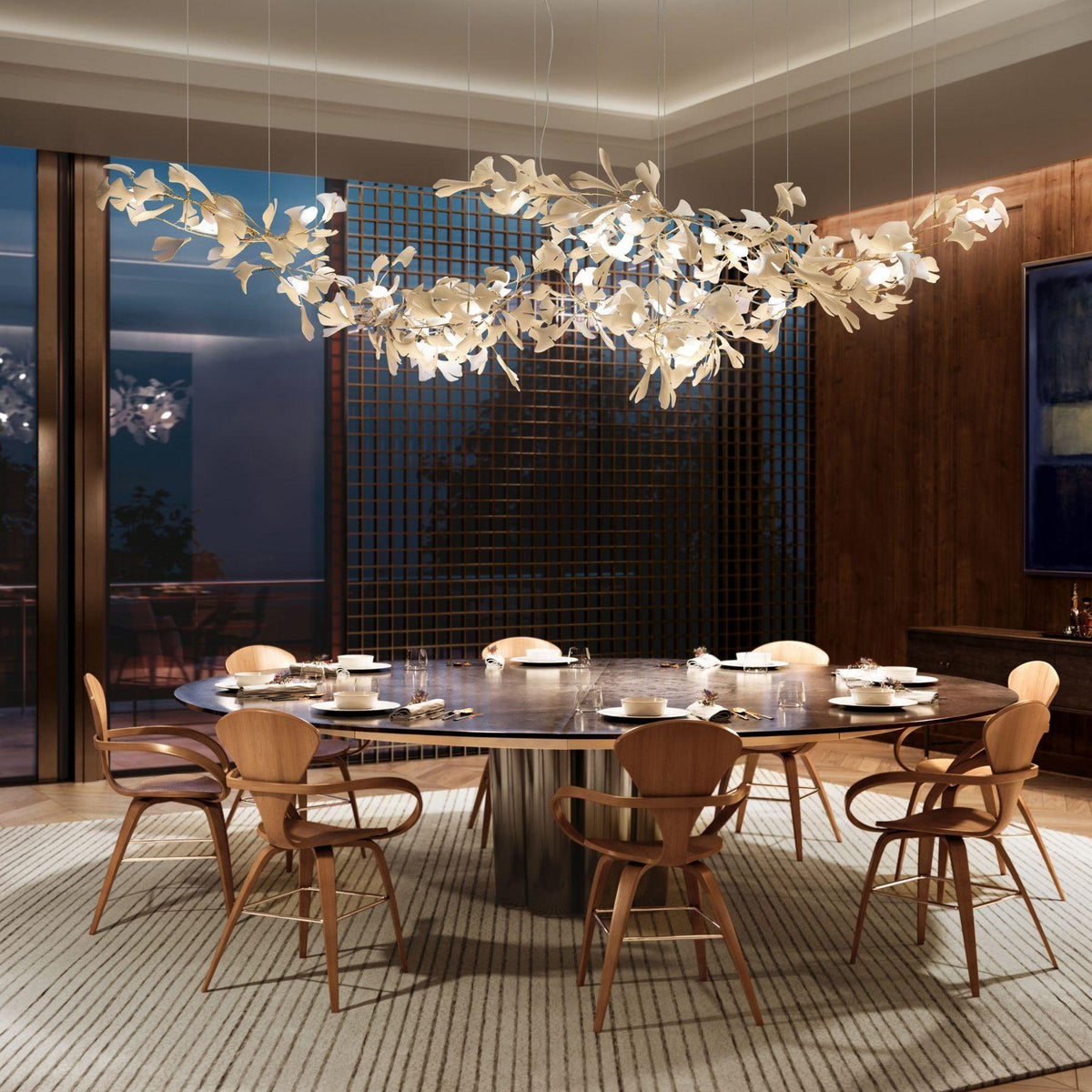 Ririxel Pendant Lamp Gingko Ceramic Petals Gold