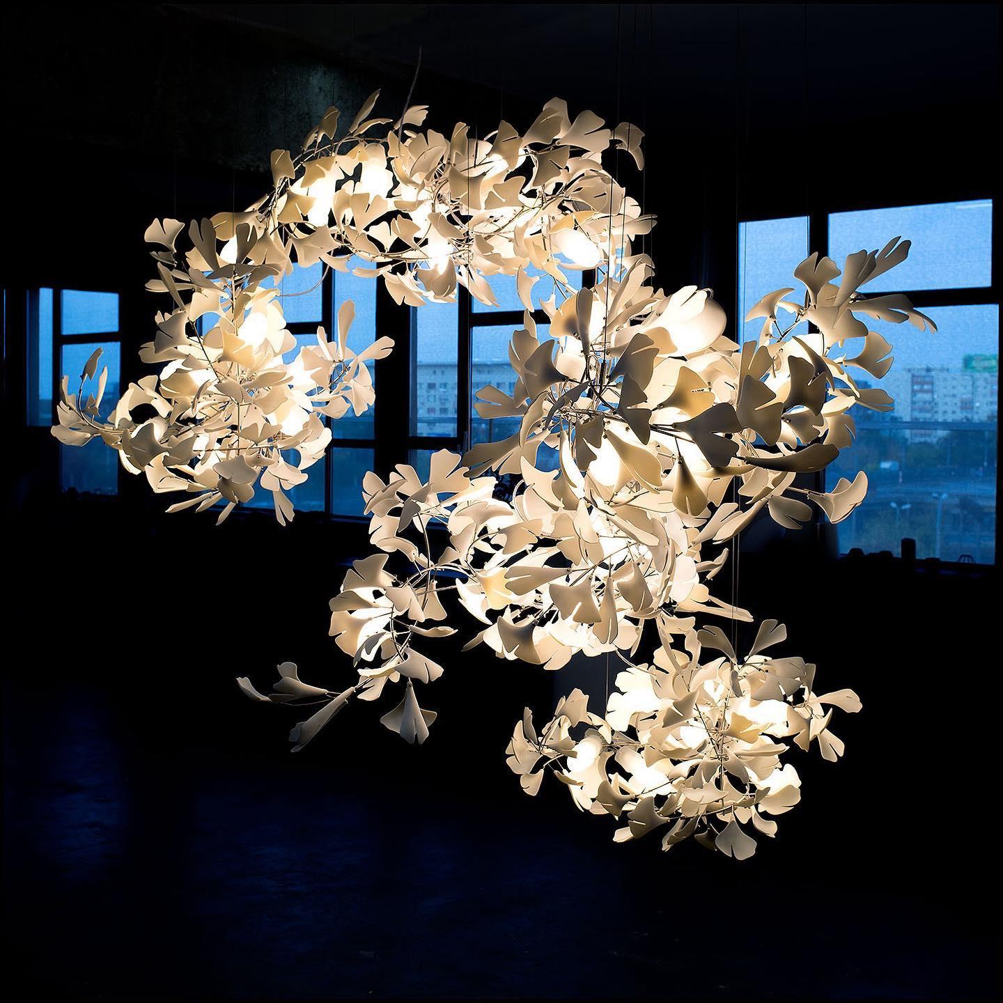 Ririxel Pendant Lamp Gingko Ceramic Petals Gold