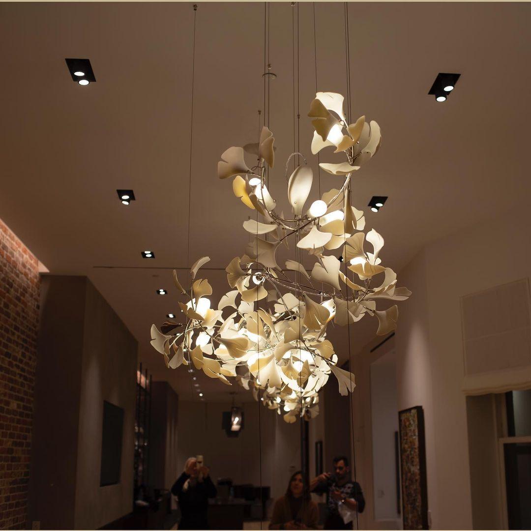 Ririxel Pendant Lamp Gingko Ceramic Petals Gold