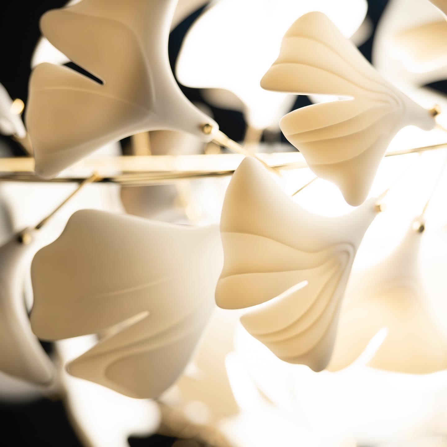 Ririxel Pendant Lamp Gingko Ceramic Petals Gold