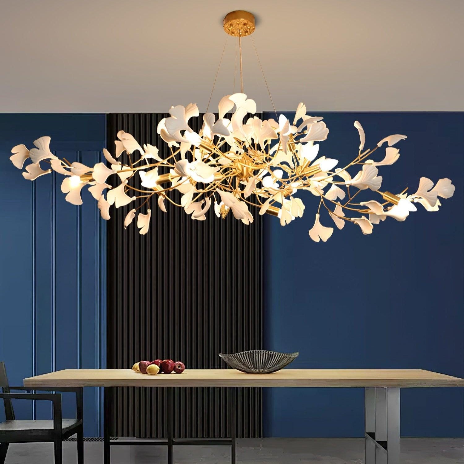 Olivia Ceramic Gingko Leaf Chandelier Smile -Shape - Neutral Decor