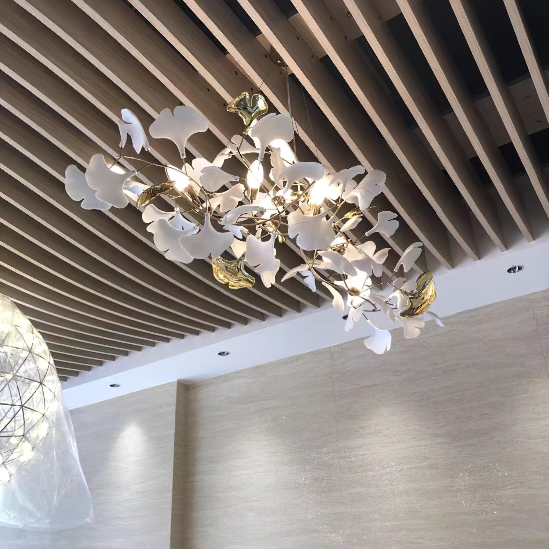 Olivia Ceramic Gingko Leaf Chandelier Smile -Shape - Neutral Decor