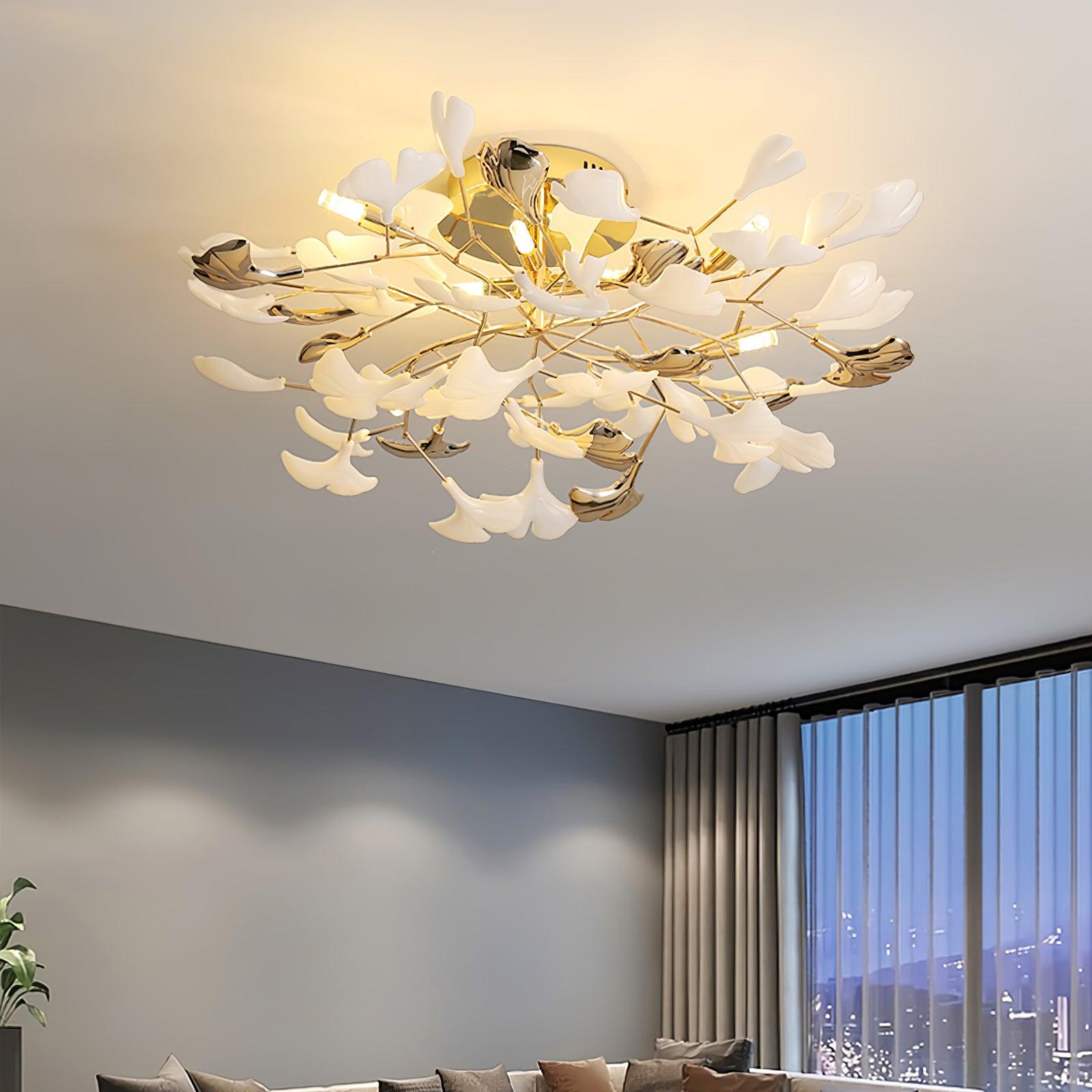 Artheel Premium Nordic Art Gingko Rotating Ceramics Ceiling Lamp