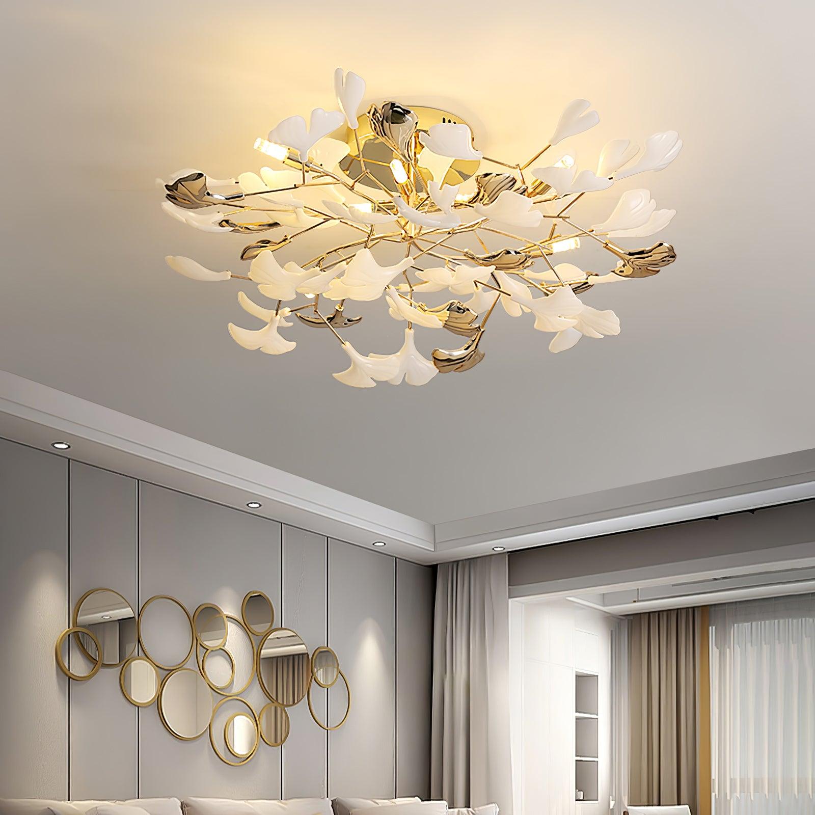 Artheel Premium Nordic Art Gingko Rotating Ceramics Ceiling Lamp