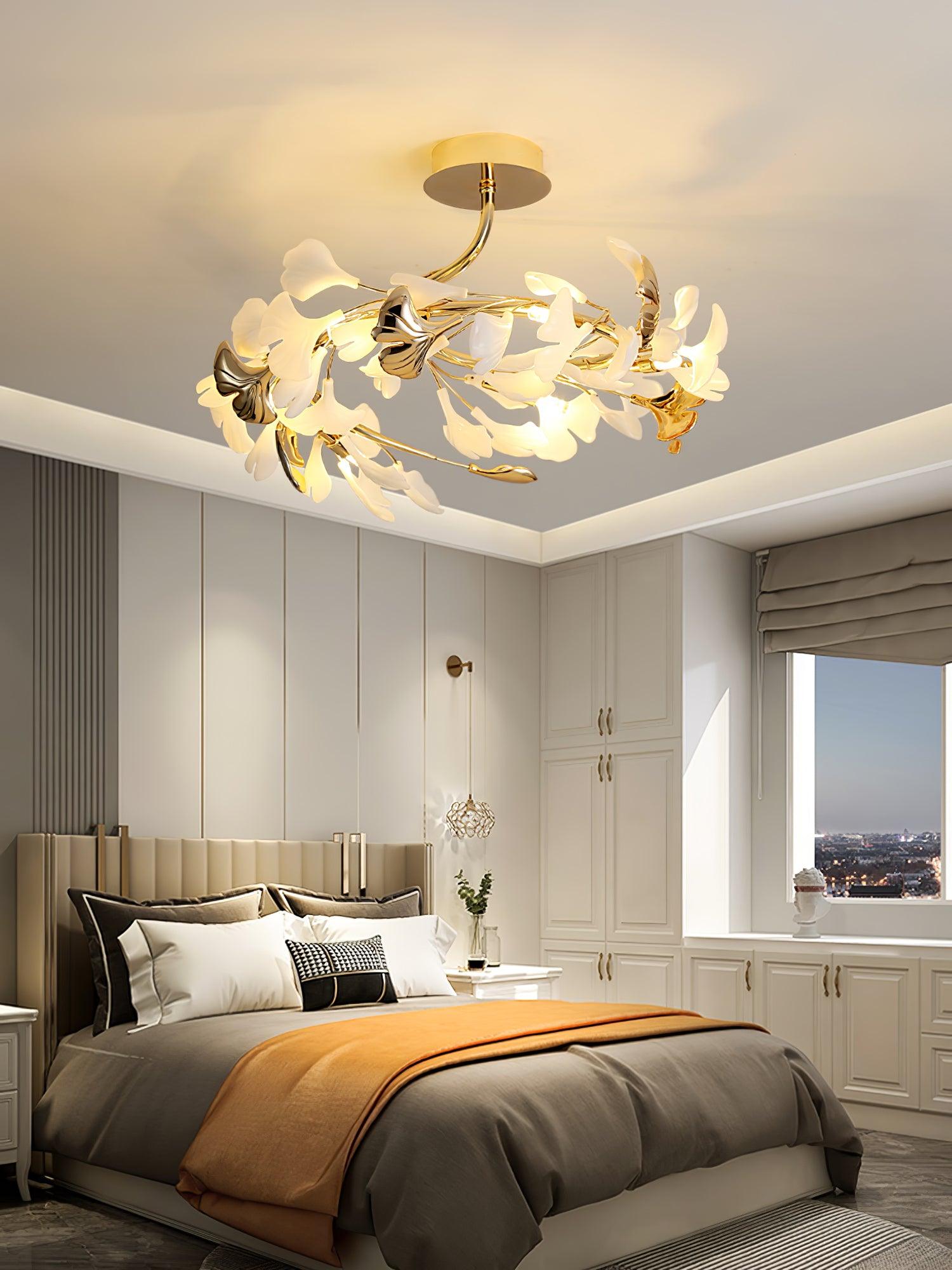 Artheel Premium Nordic Art Gingko Rotating Ceramics Ceiling Lamp