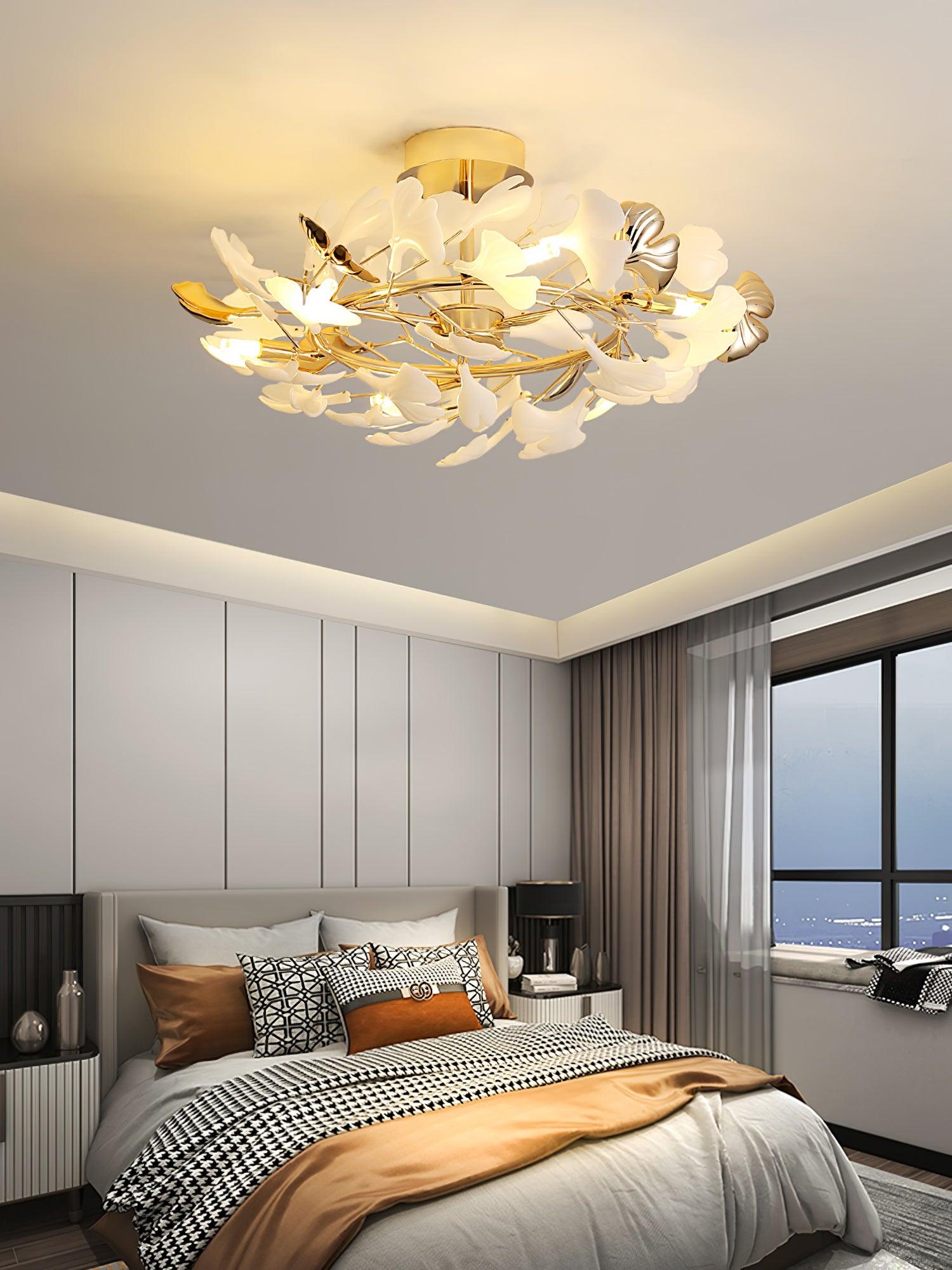 Artheel Premium Nordic Art Gingko Rotating Ceramics Ceiling Lamp
