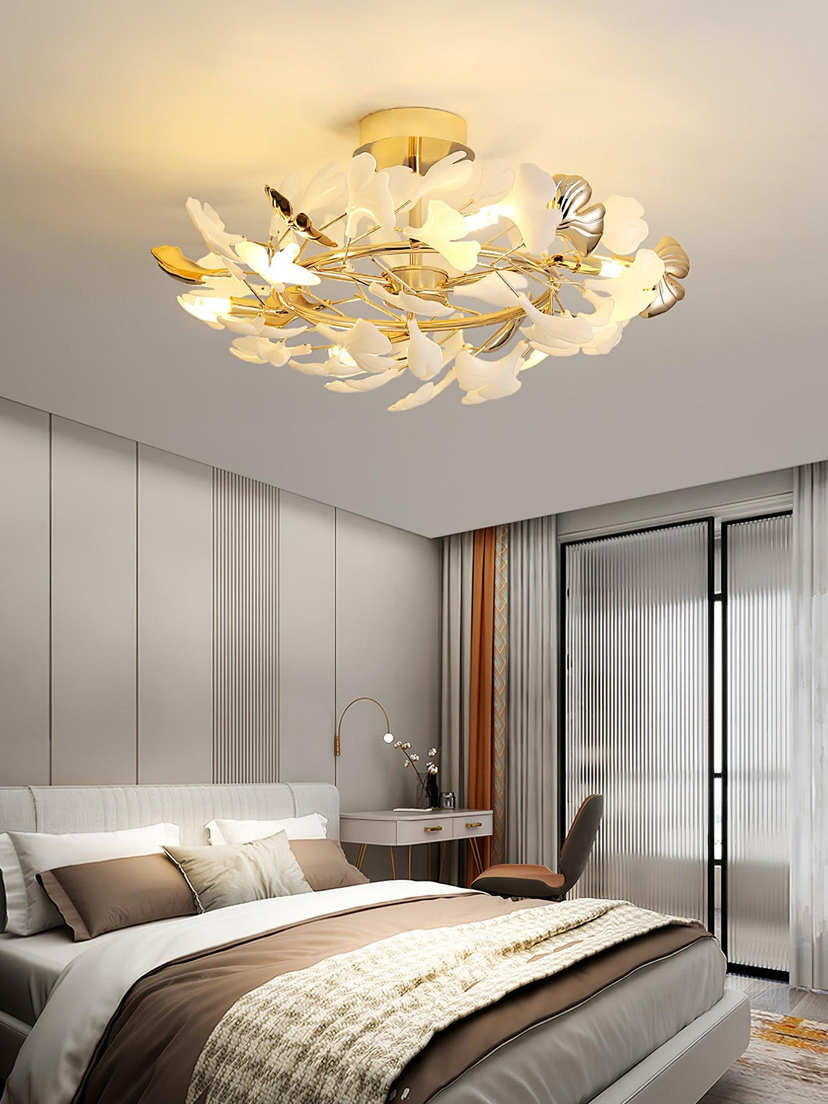 Artheel Premium Nordic Art Gingko Rotating Ceramics Ceiling Lamp
