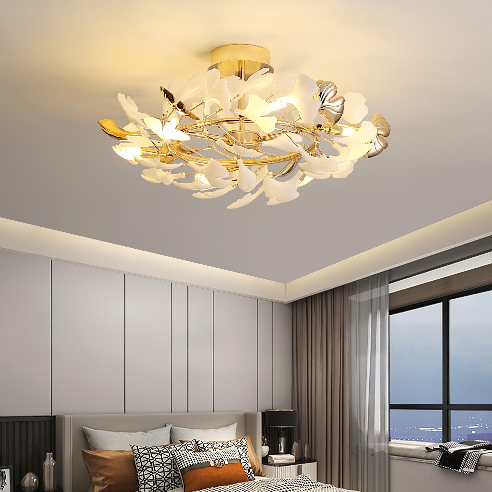 Artheel Premium Nordic Art Gingko Rotating Ceramics Ceiling Lamp