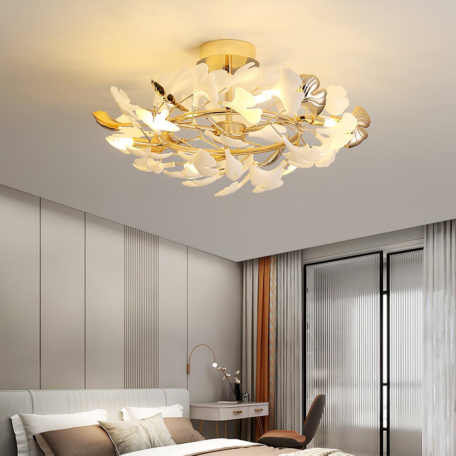 Artheel Premium Nordic Art Gingko Rotating Ceramics Ceiling Lamp