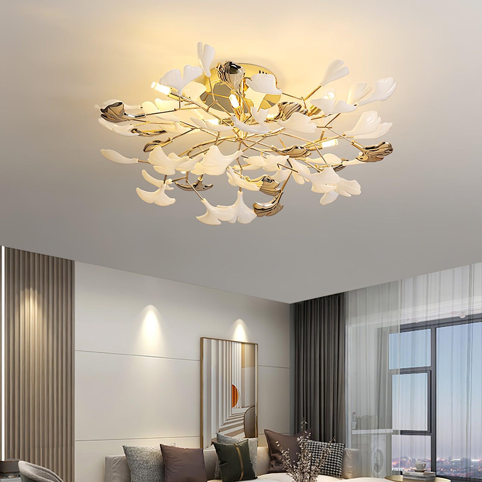 Artheel Premium Nordic Art Gingko Rotating Ceramics Ceiling Lamp
