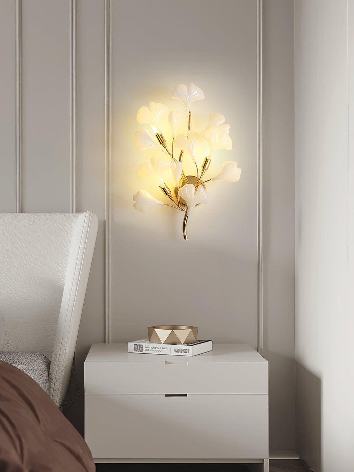 Oakes Postmodern Luxury Gingko Ceramics Wall Lamp
