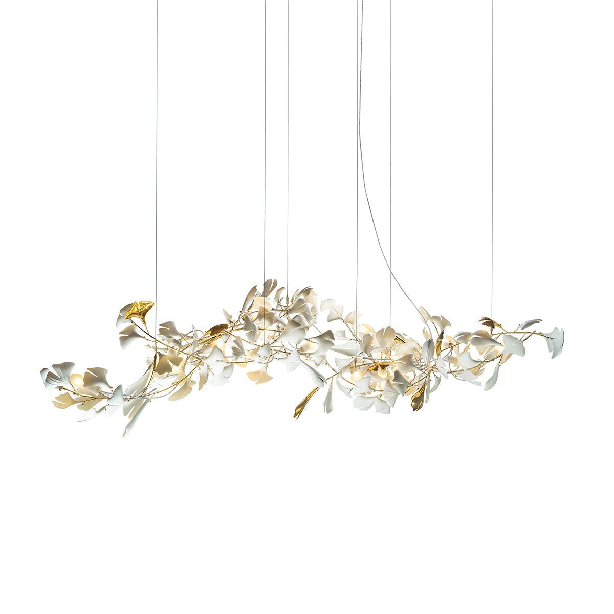 Chandelier Frame Ceramic Gingko Leaf Shade White Gold Modern - Neutral Decor