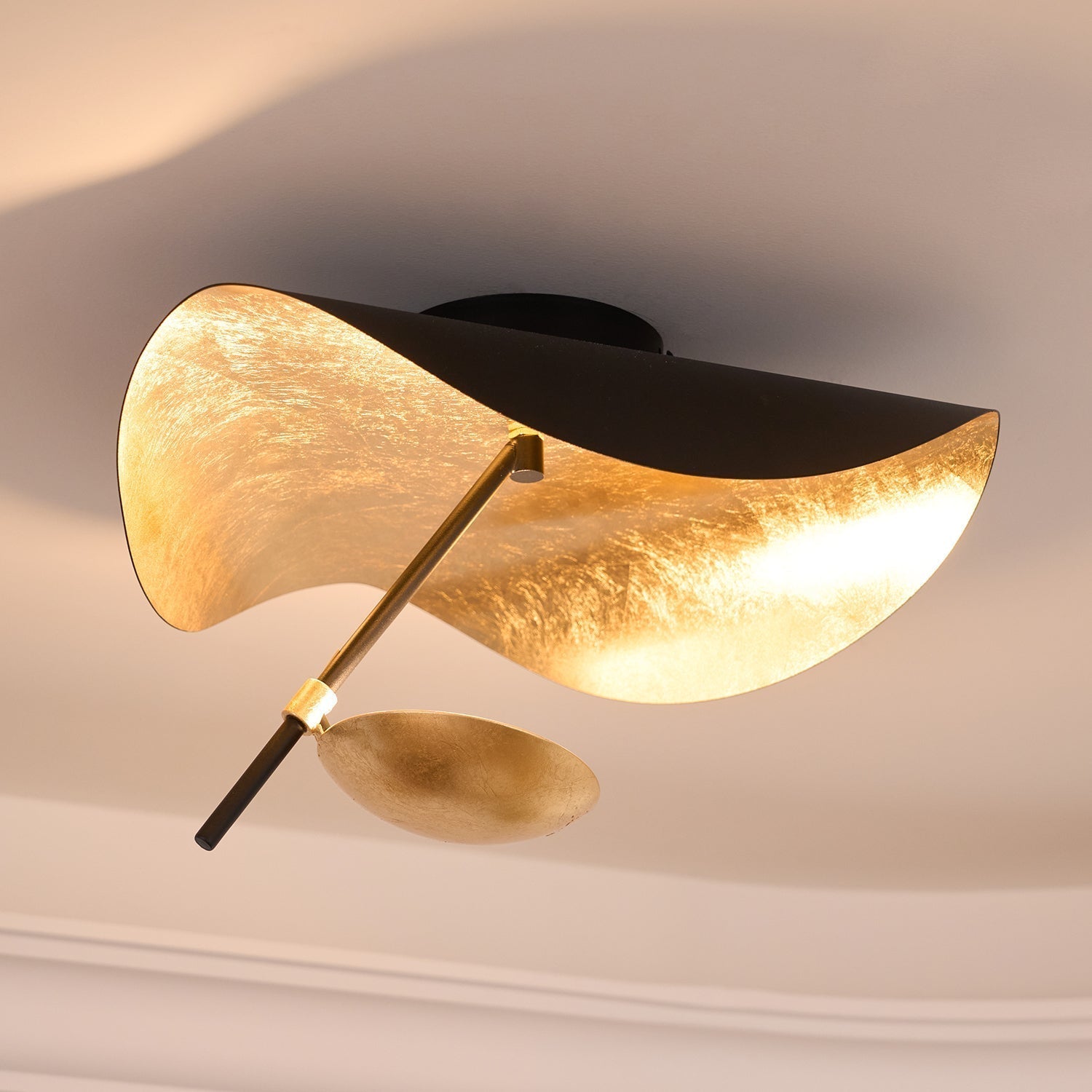 Solenena Ceiling Lamp Curved Shade and Gold Interior