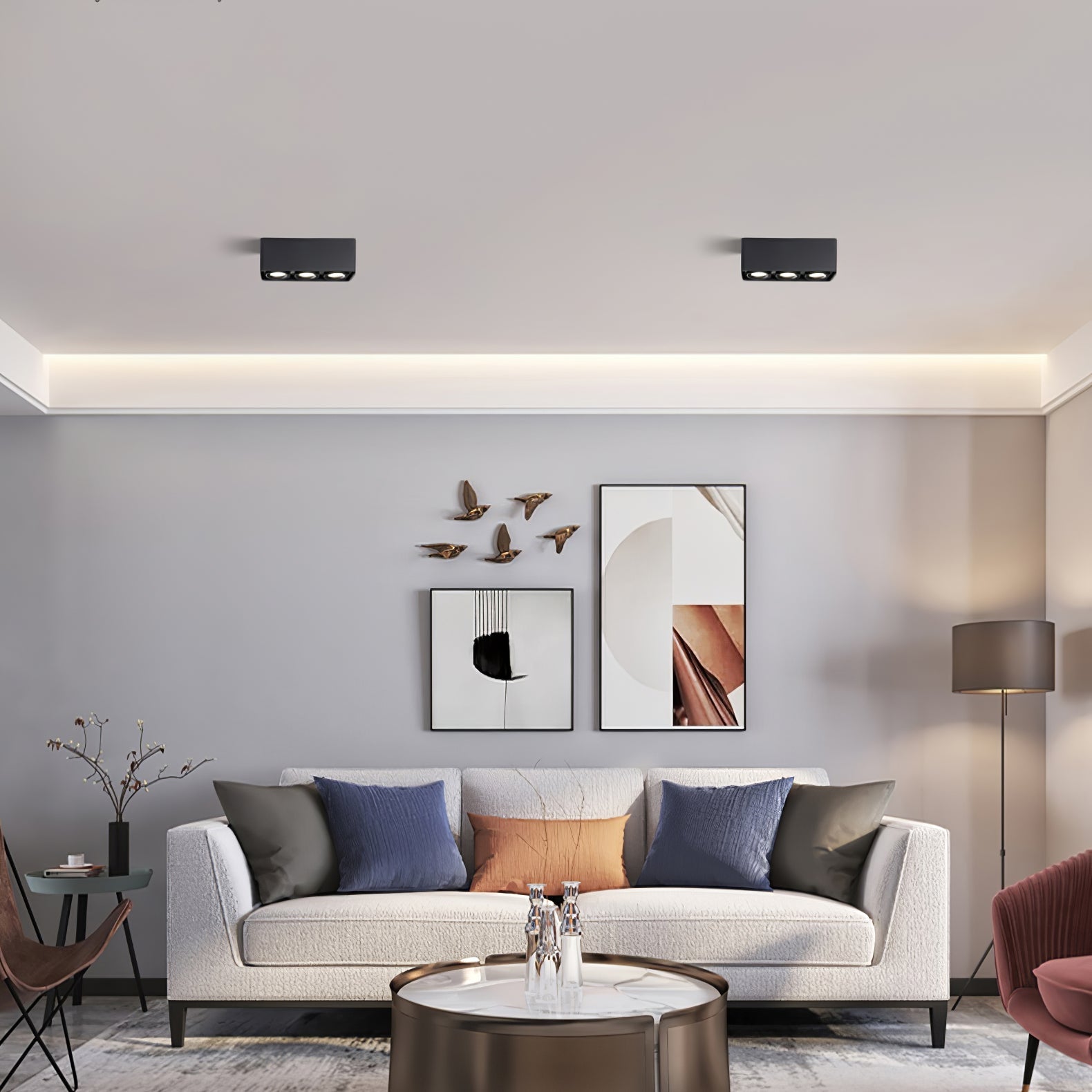 Solara Spotlight Surface Mount Twin LED Angular Minimalist - Neutral Decor