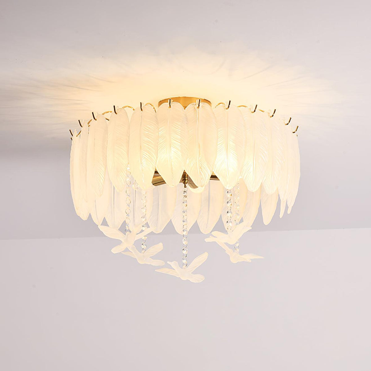 Eiriselle Ceiling Lamp Glass Feather Bird Elegant