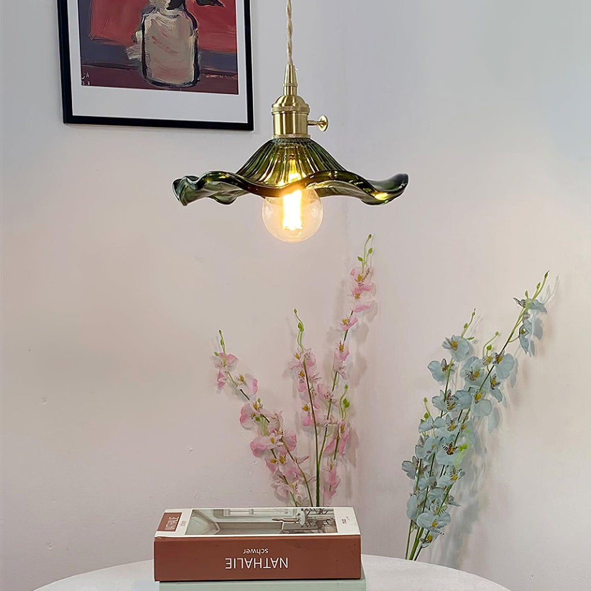 Pineridge Glass Hibiscus Flower Pendant Light