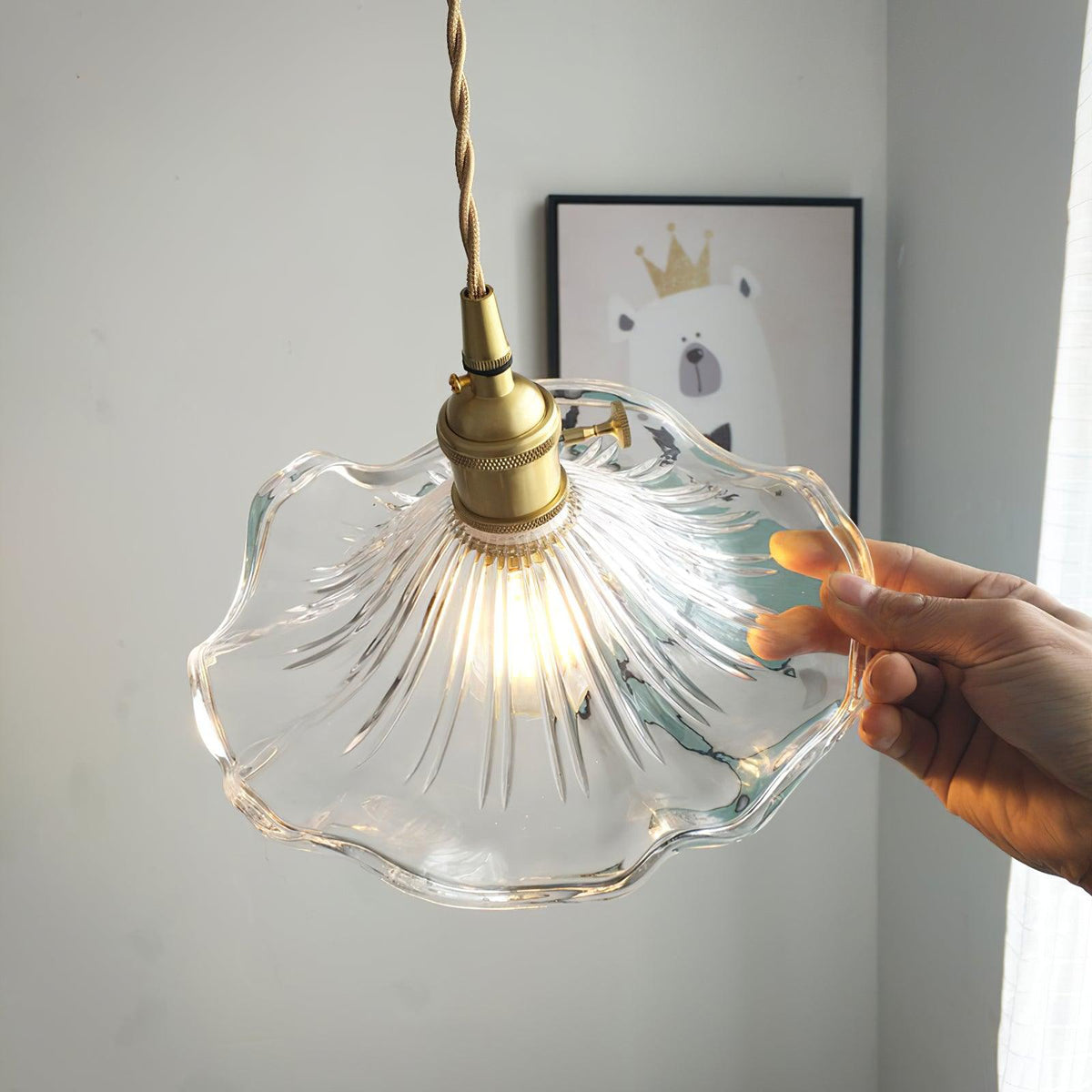Pineridge Glass Hibiscus Flower Pendant Light
