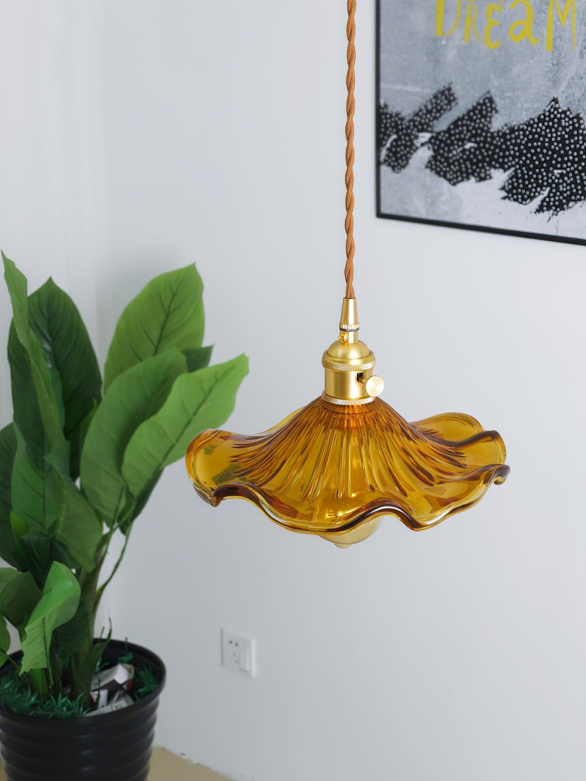 Pineridge Glass Hibiscus Flower Pendant Light