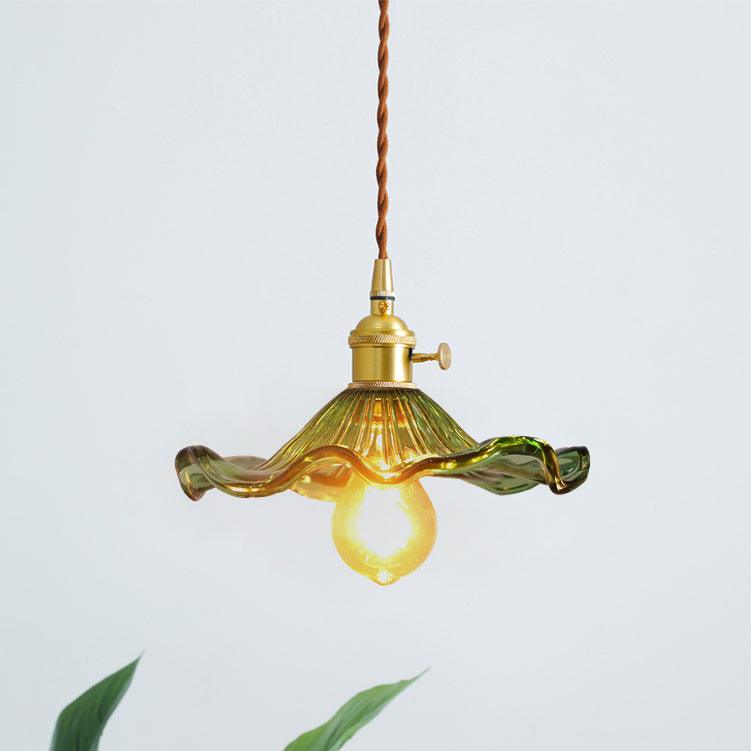 Pineridge Glass Hibiscus Flower Pendant Light