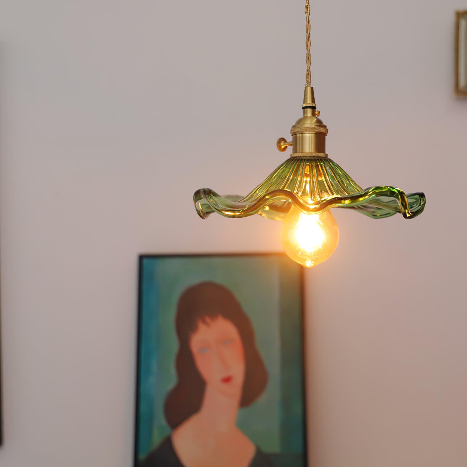Pineridge Glass Hibiscus Flower Pendant Light