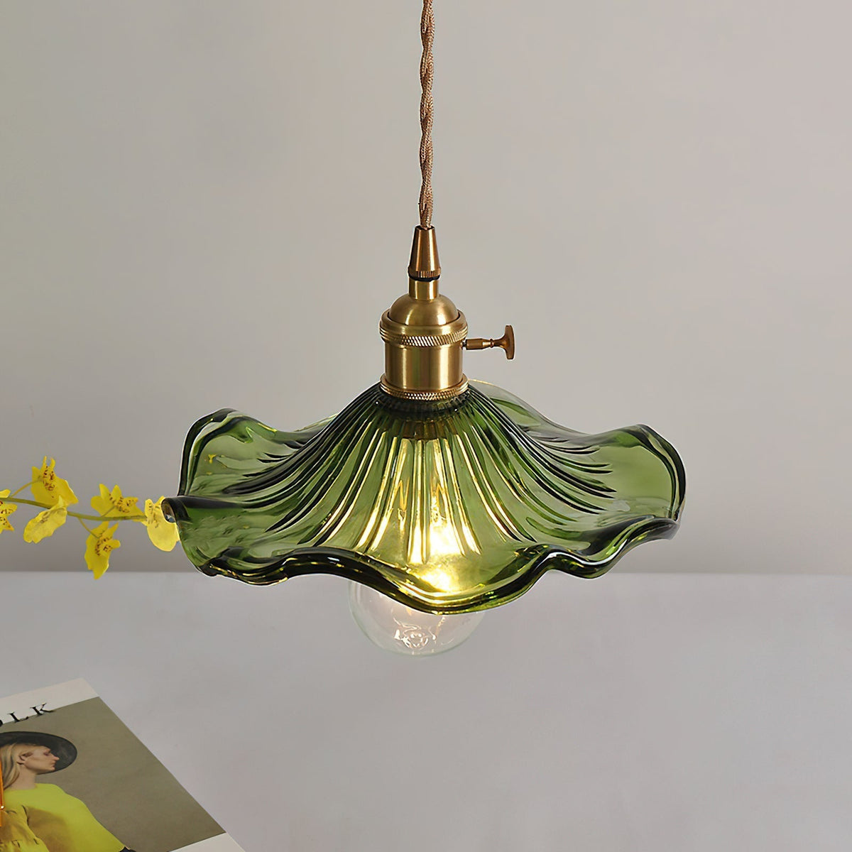 Pineridge Glass Hibiscus Flower Pendant Light