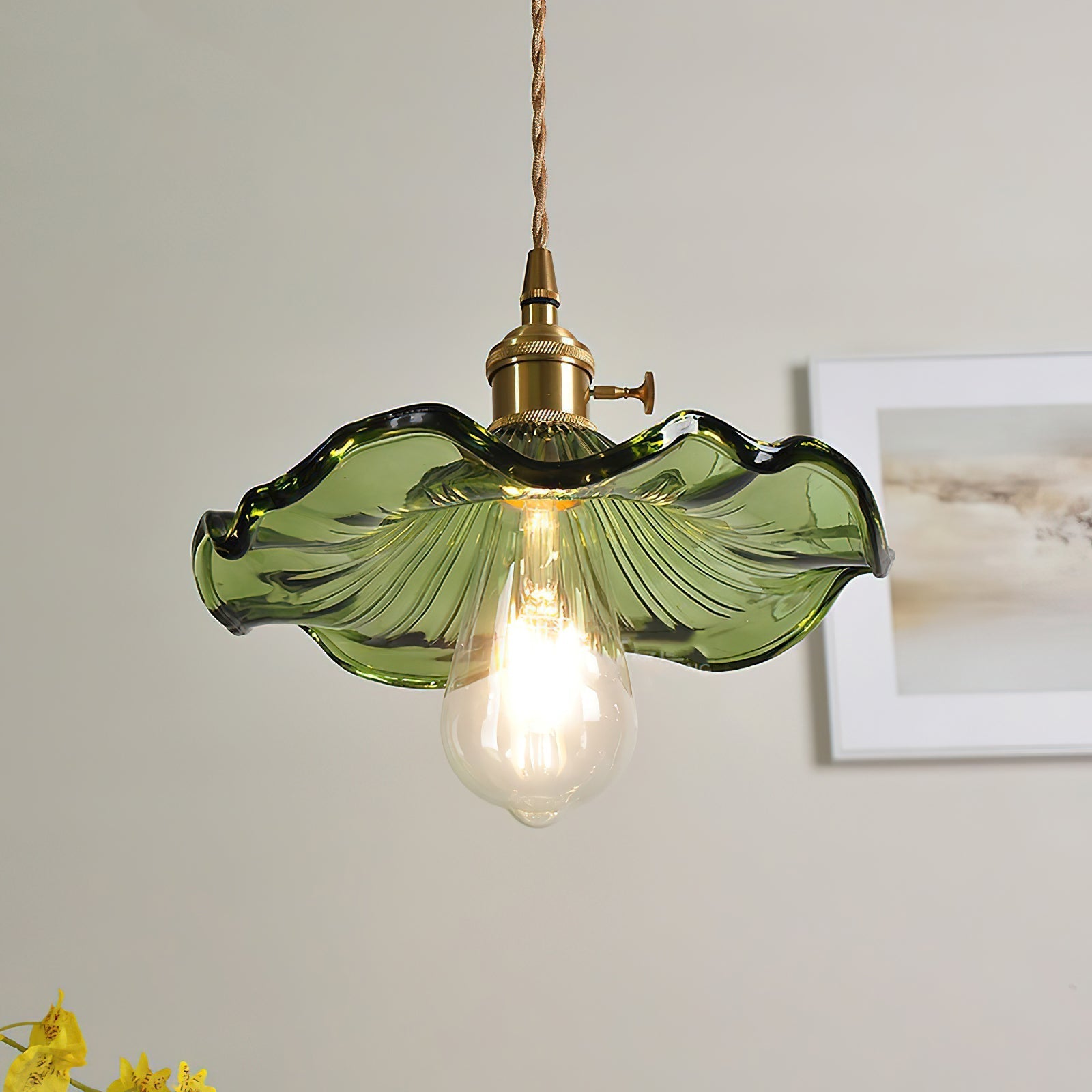 Pineridge Glass Hibiscus Flower Pendant Light