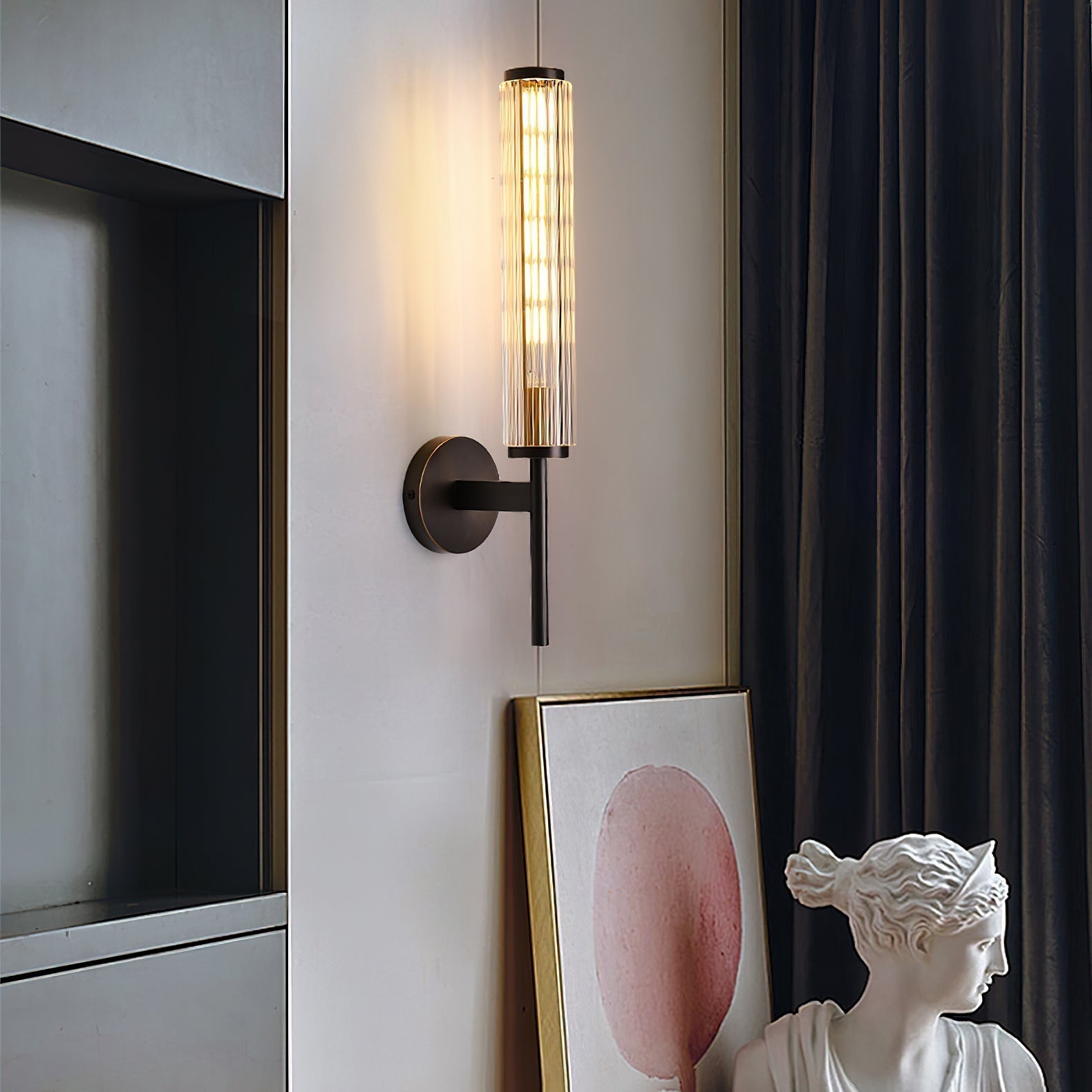 Faylen Premium Linear Brass Glass Wall Light