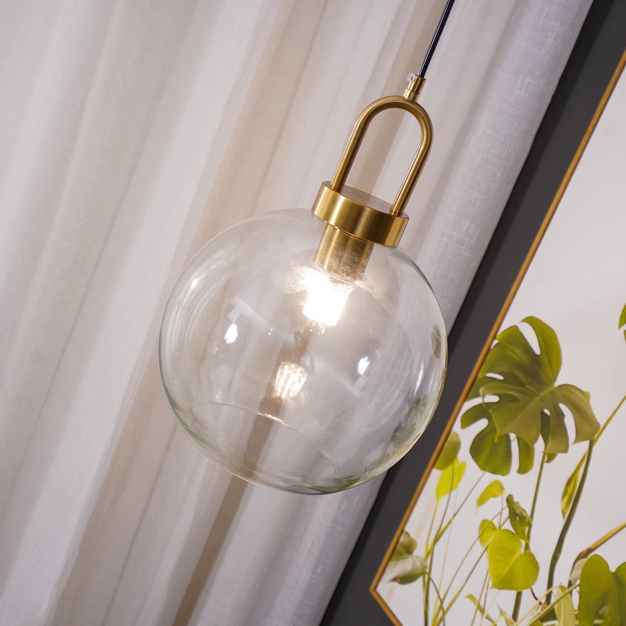 Sevelo Pendant Lamp Frosted Glass Swag Adjustable