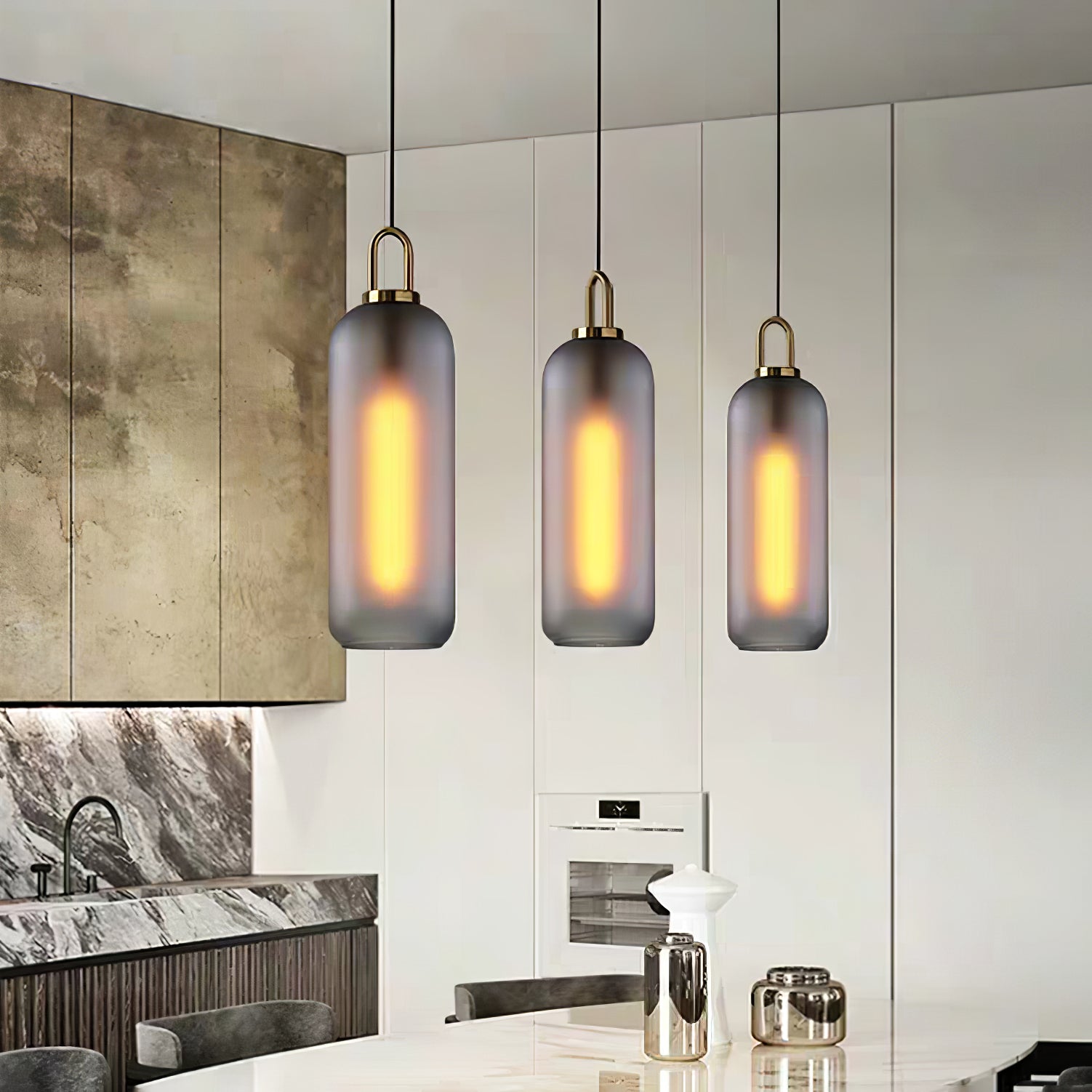 Sevelo Pendant Lamp Frosted Glass Swag Adjustable