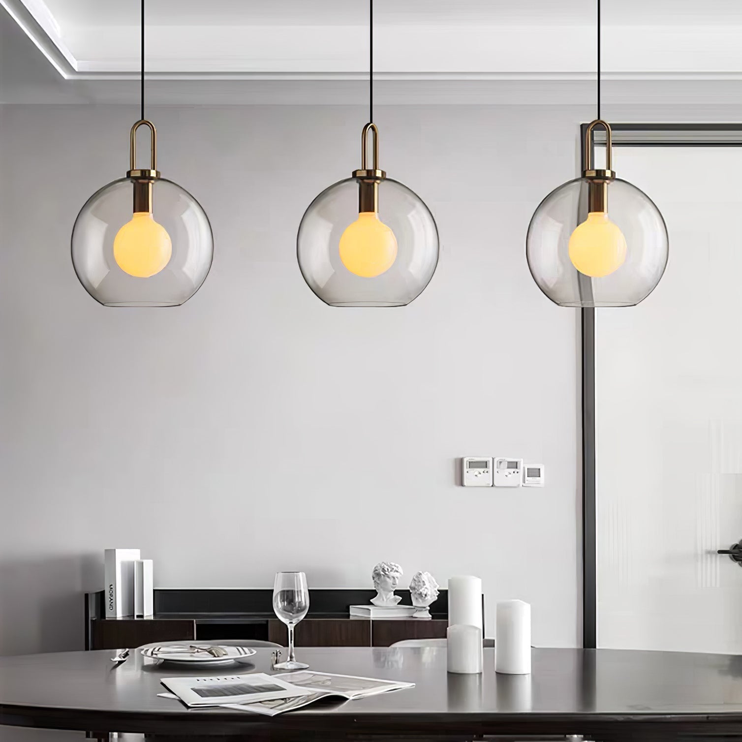 Sevelo Pendant Lamp Frosted Glass Swag Adjustable