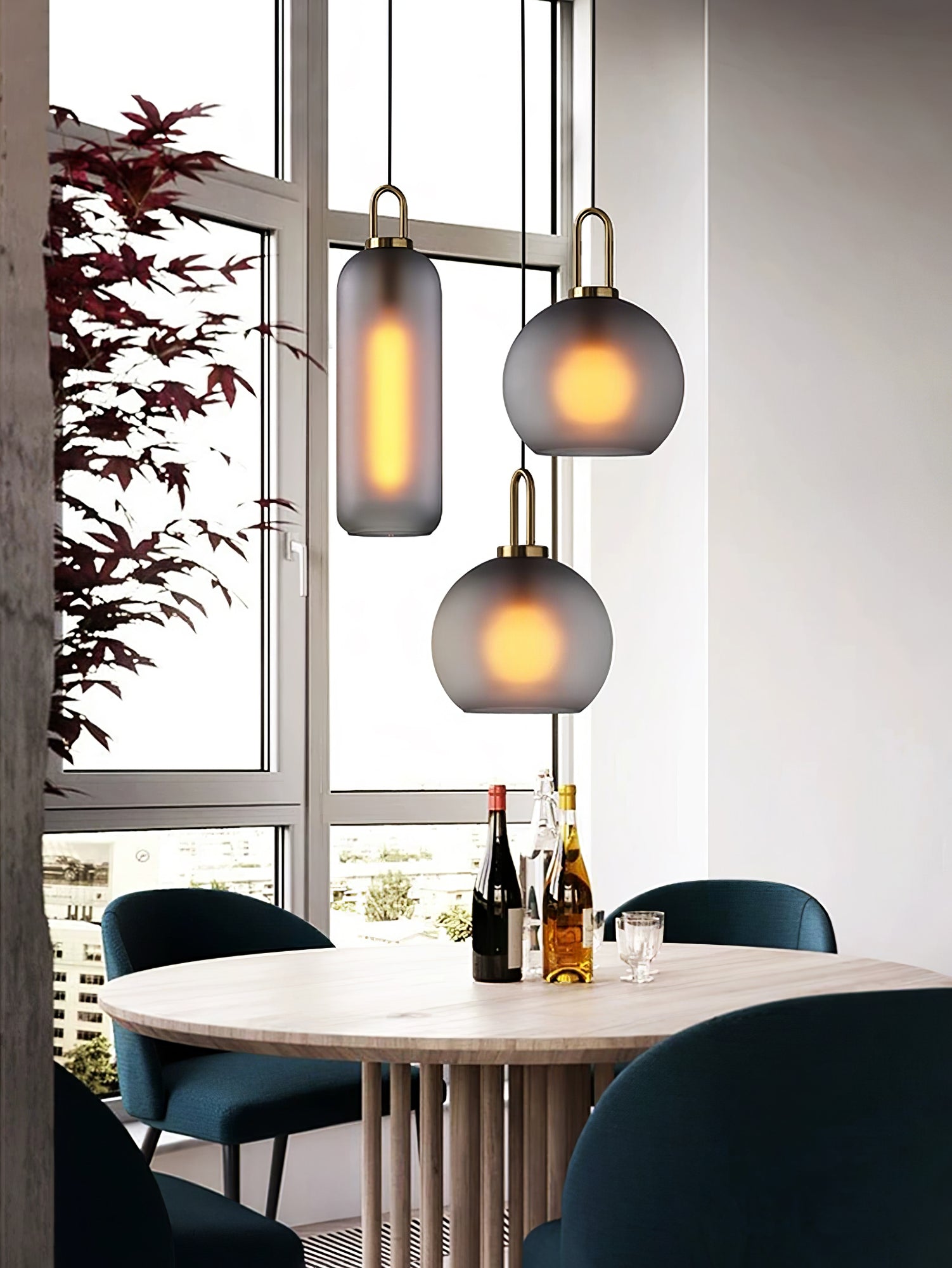 Sevelo Pendant Lamp Frosted Glass Swag Adjustable