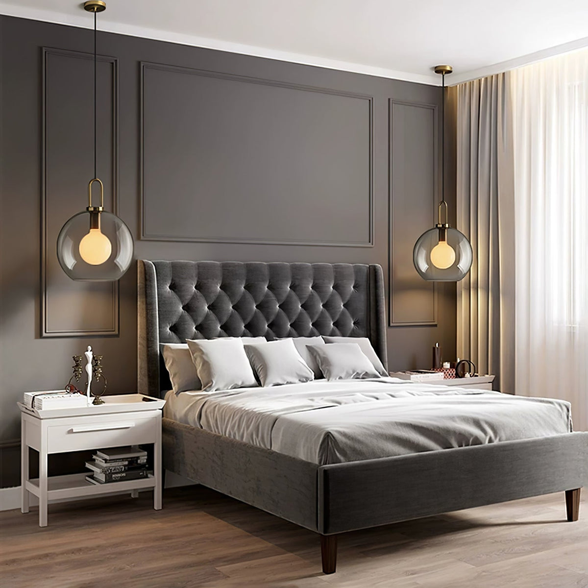 Sevelo Pendant Lamp Frosted Glass Swag Adjustable