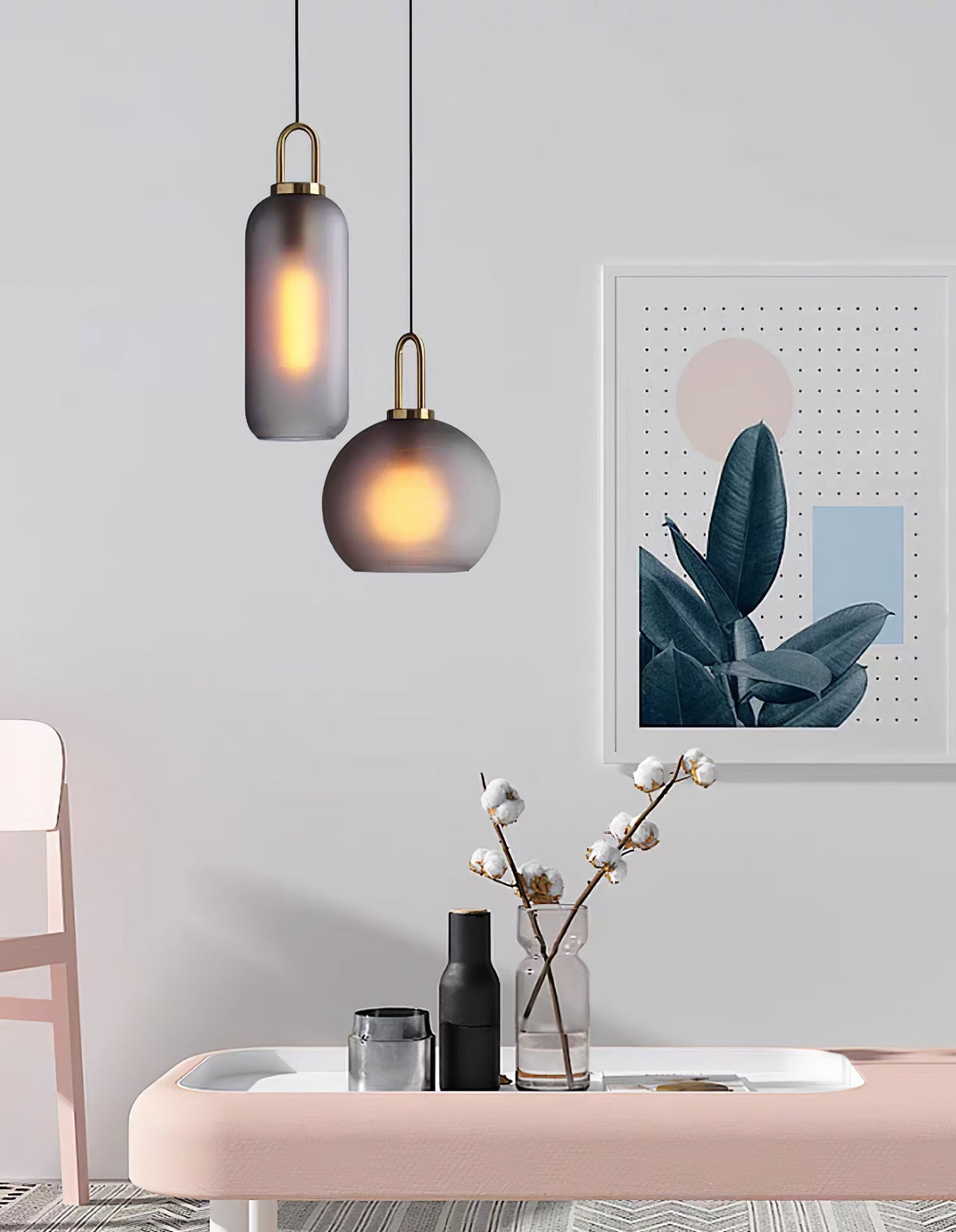 Sevelo Pendant Lamp Frosted Glass Swag Adjustable