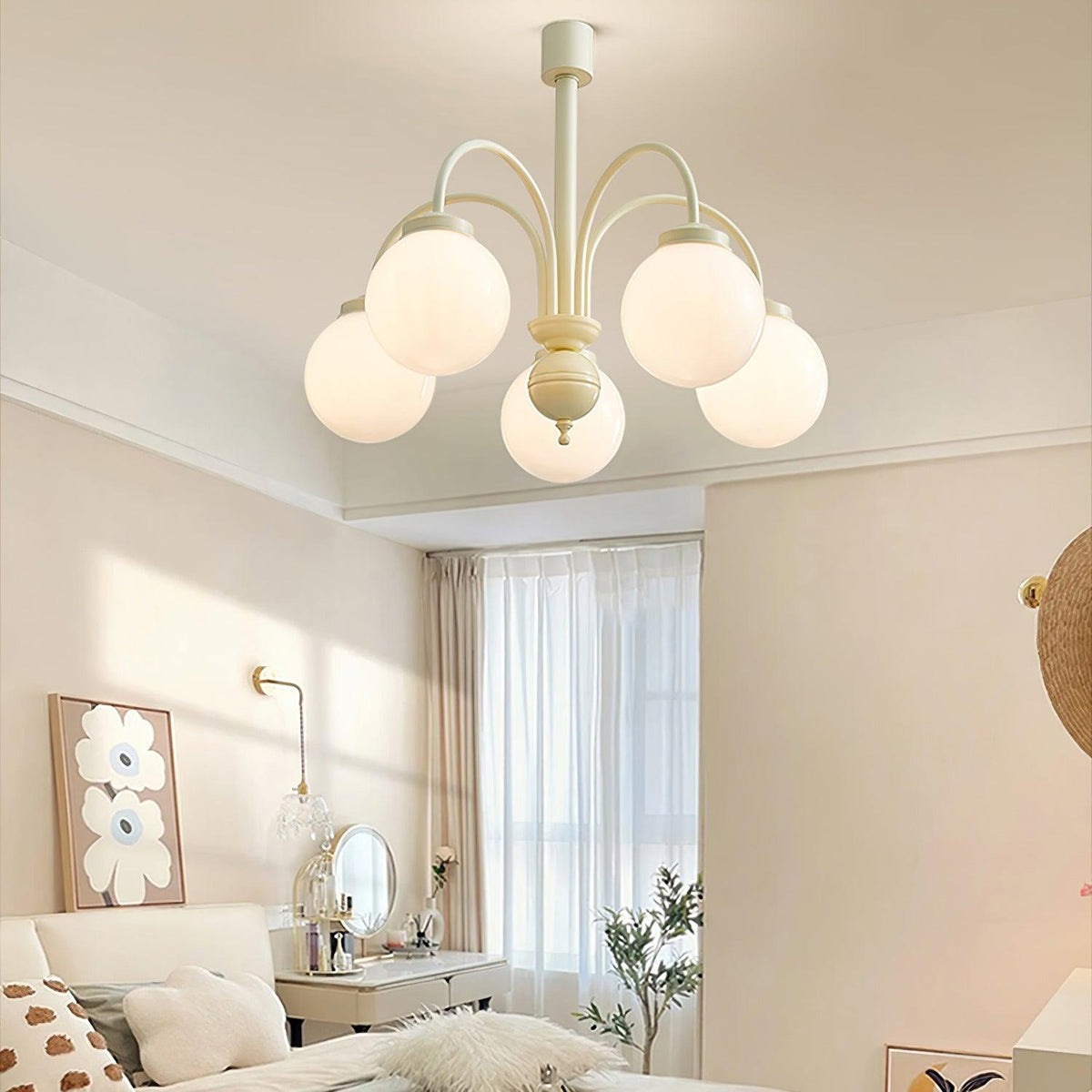 Velaora Chandelier Cream Glass Spheres
