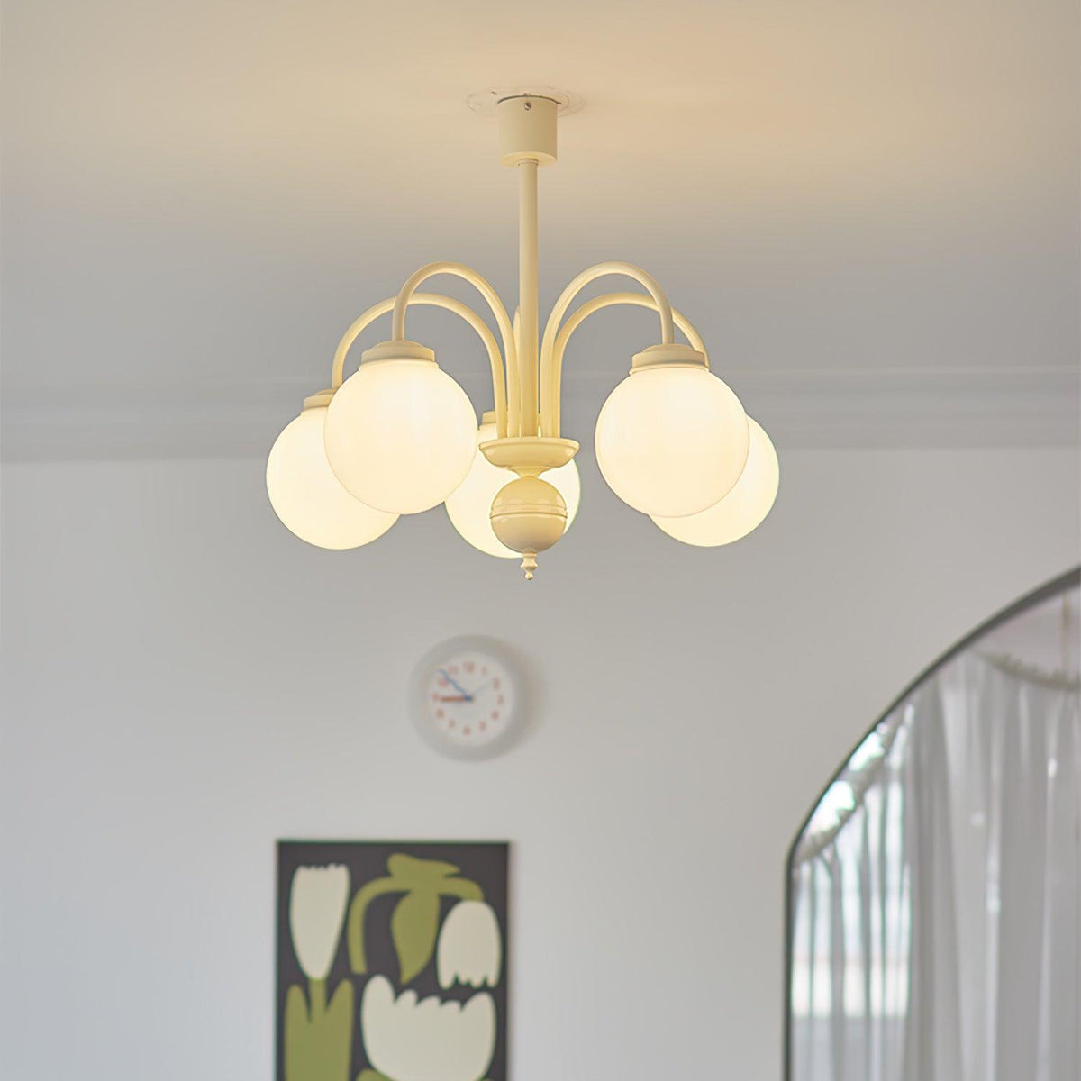 Velaora Chandelier Cream Glass Spheres