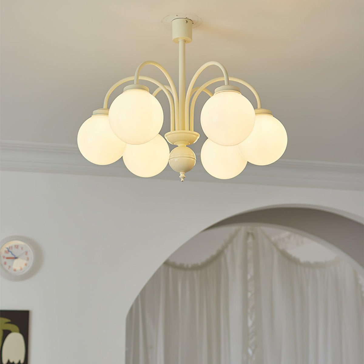 Velaora Chandelier Cream Glass Spheres