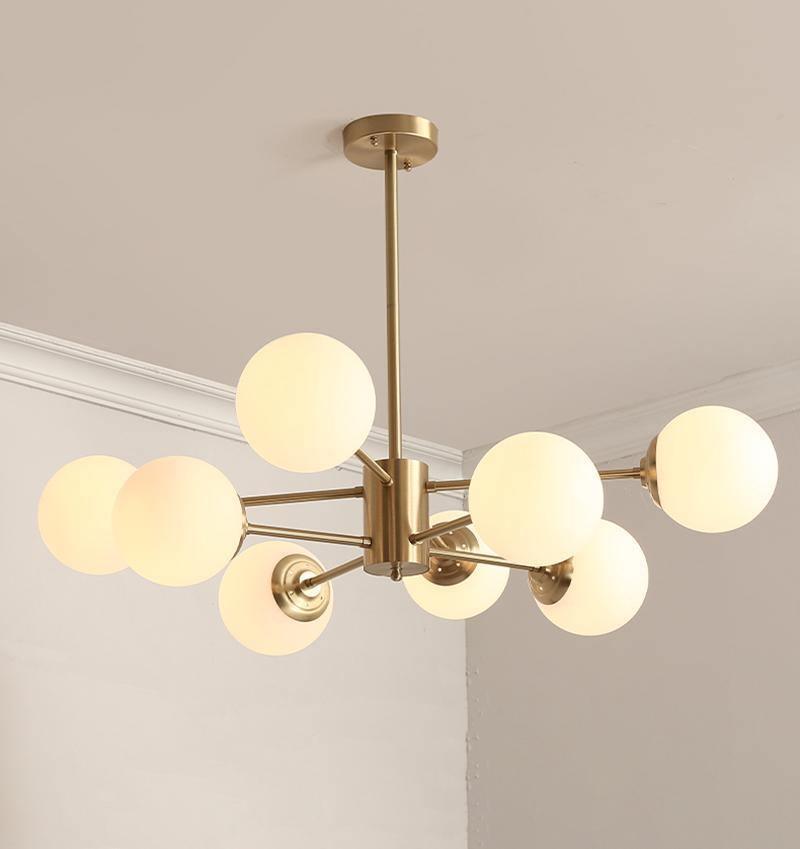 Eshlen Chandelier Brass Opal Glass